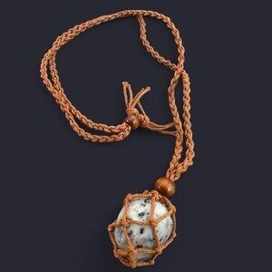 Kiwi Jasper Stone Pendant Macrame Necklace